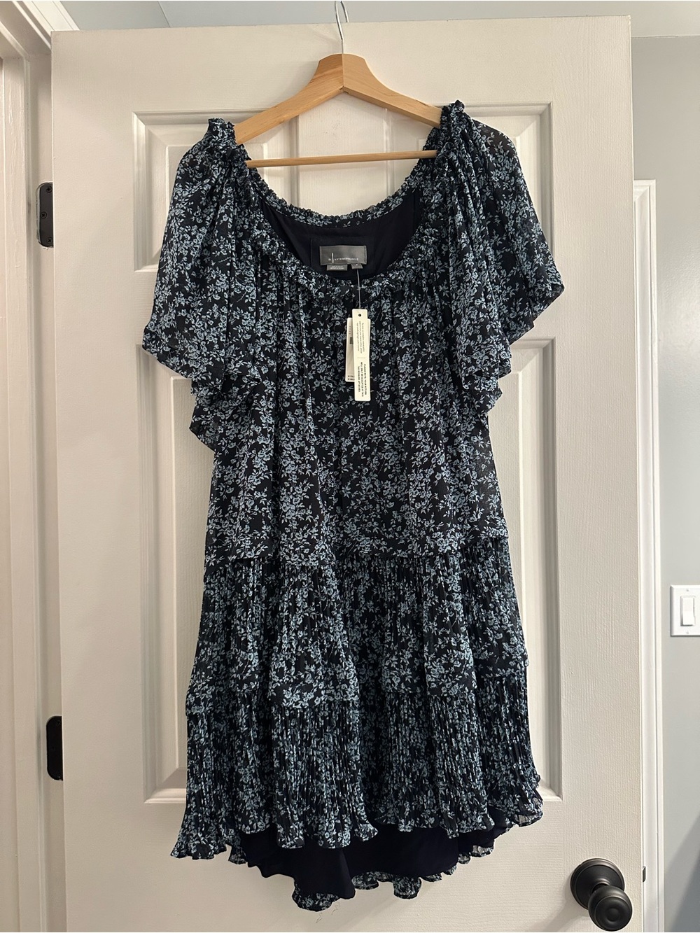 Anthropologie Navy Floral High-Low Tiered Dress - NWT